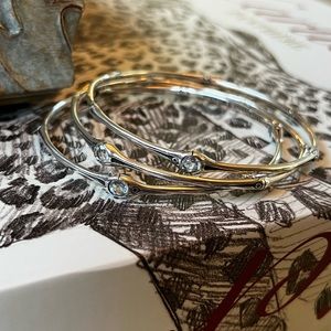 John Hardy, Silver, Bamboo Bangles With White Topaz Stones